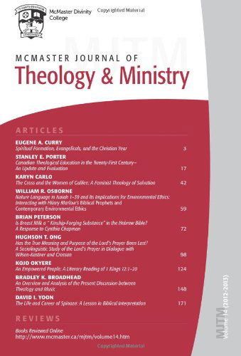 Cover for Lois K. Dow · Mcmaster Journal of Theology and Ministry: Volume 14, 2013 2014 (Paperback Book) (2014)