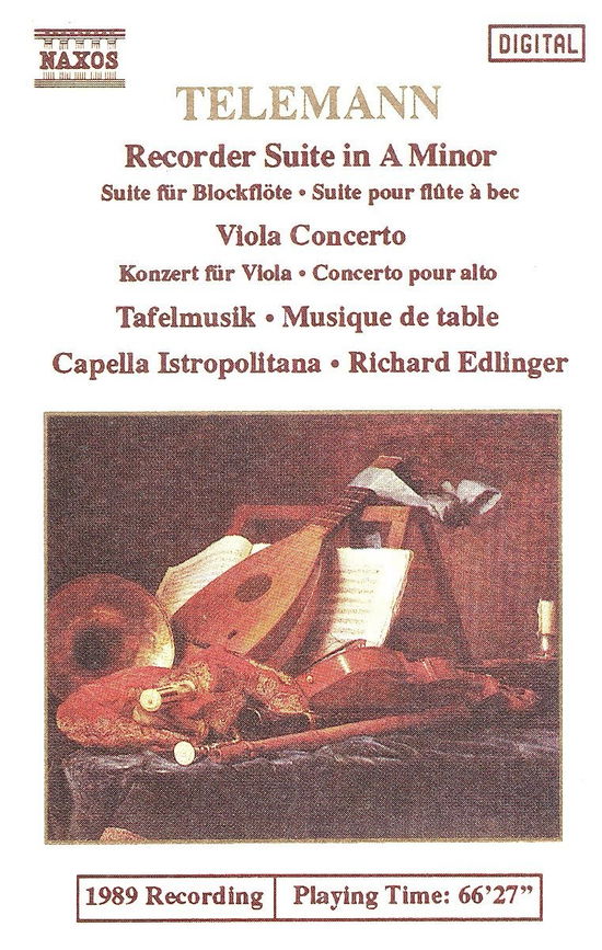 Cover for Georg Philipp Telemann  · Recorder Suite In A Minor, Viola Concerto (Cassette)