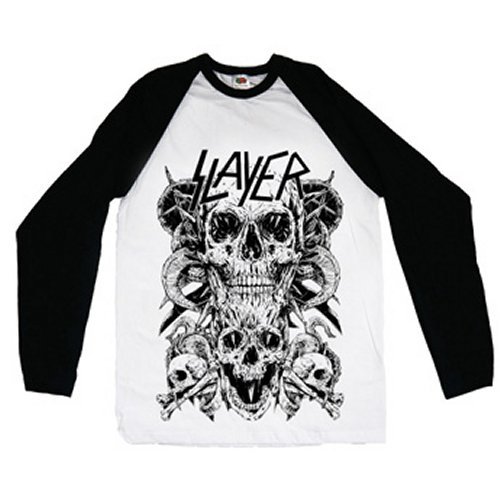 Cover for Slayer · Slayer Men's Raglan Tee: Skulls (CLOTHES) [size M] [White - Mens edition]