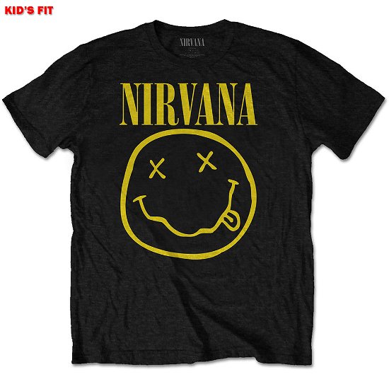 Cover for Nirvana · Nirvana Kids T-Shirt: Yellow Happy Face (11-12 Years) (T-shirt) [size 11-12yrs] [Black - Kids edition]