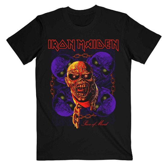 Iron Maiden Unisex T-Shirt: Piece of Mind Multi Head Eddie - Iron Maiden - Produtos -  - 5056561075563 - 