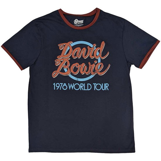 David Bowie Unisex Ringer T-Shirt: 1978 World Tour - David Bowie - Gadżety -  - 5056737209563 - 1 grudnia 2023