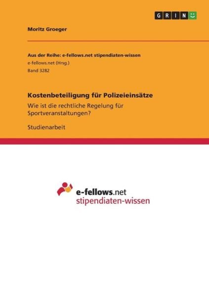 Cover for Groeger · Kostenbeteiligung für Polizeiei (Bok)