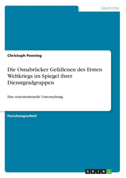 Cover for Penning · Die Osnabrücker Gefallenen des (Buch)