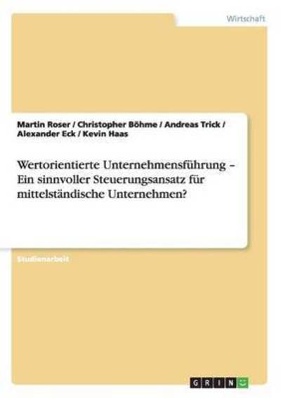 Cover for Roser · Wertorientierte Unternehmensführu (Bok) (2015)