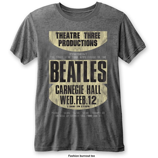 Cover for The Beatles · THE BEATLES - T-Shirt BurnOut Col - Carnegie Hall (Toys) [size S] [Grey - Unisex edition]