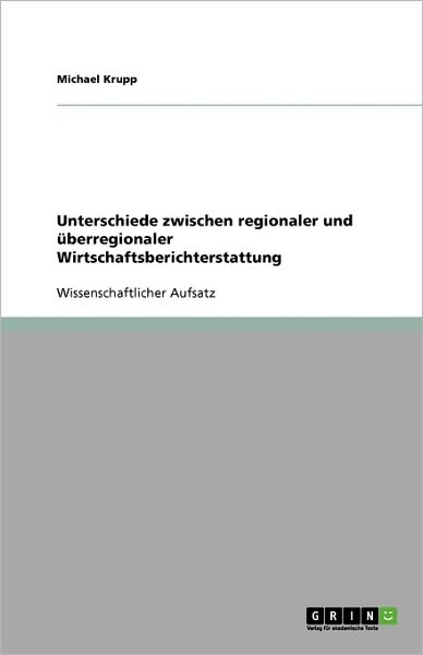 Cover for Krupp · Unterschiede zwischen regionaler (Book) [German edition] (2007)