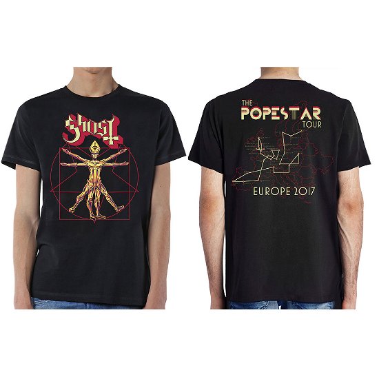 Ghost Unisex T-Shirt: Popestar Tour Europe 2017 - Ghost - Marchandise - Global - Apparel - 5056170630566 - 