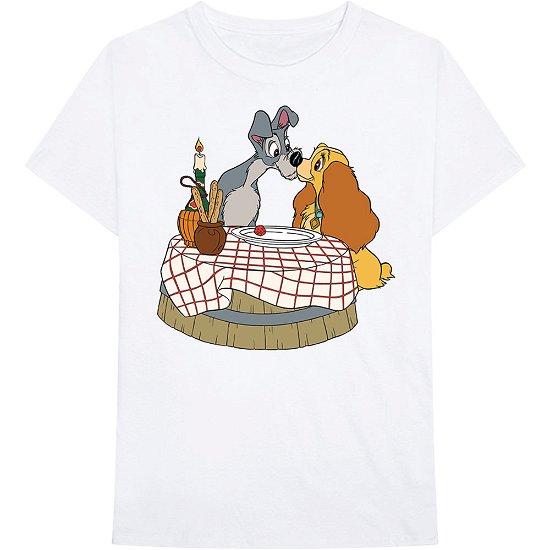 The Lady & The Tramp Unisex T-Shirt: Kissing Pose - Lady & The Tramp - The - Merchandise -  - 5056170698566 - 