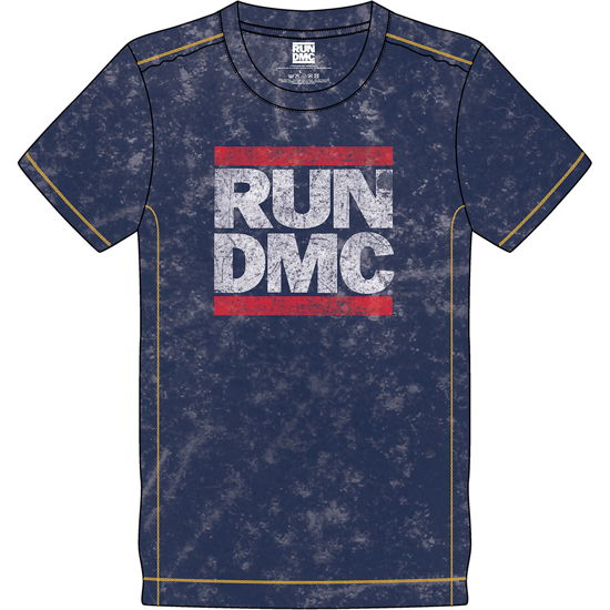Cover for Run DMC · Run DMC Unisex T-Shirt: Logo (Wash Collection) (T-shirt) [size XXL] [Blue - Unisex edition]