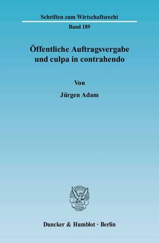 Cover for J. Adam · Öffentliche Auftragsvergabe (Bok) (2005)