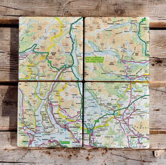 Cover for OS Map Ceramic Four Coaster Set - Loch Lomond and The Trossachs National Park (MERCH) (2025)