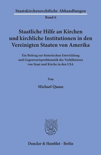 Cover for Quaas · Staatliche Hilfe an Kirchen und k (Book) (1977)