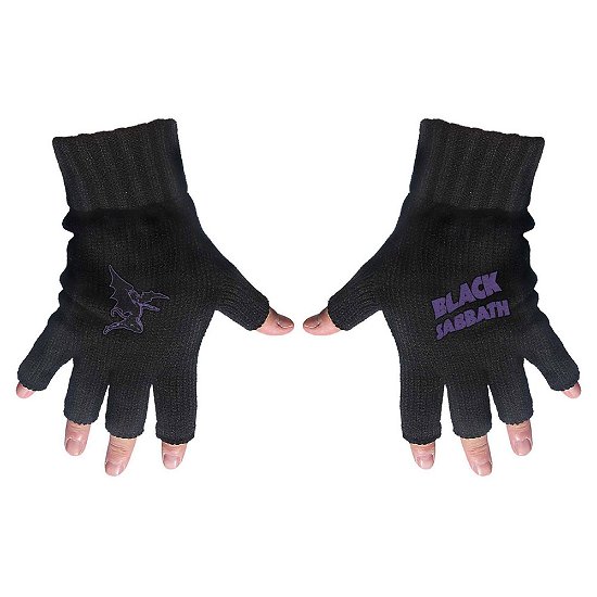 Black Sabbath Unisex Fingerless Gloves: Purple Logo & Devil - Black Sabbath - Merchandise -  - 5055339765569 - 