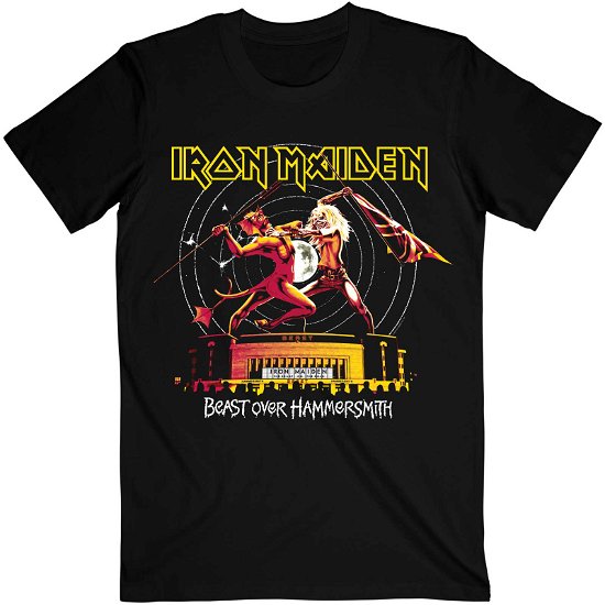Iron Maiden Unisex T-Shirt: Beast Over Hammersmith Eddie & Devil Tonal - Iron Maiden - Merchandise -  - 5056561057569 - 