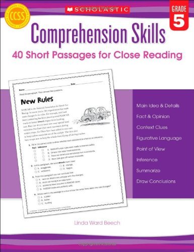Cover for Linda Beech · Comprehension Skills: Short Passages for Close Reading: Grade 5 (Paperback Book) [Workbook edition] (2012)