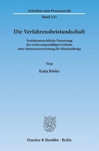 Cover for Rösler · Die Verfahrensbeistandschaft (Book) (2014)