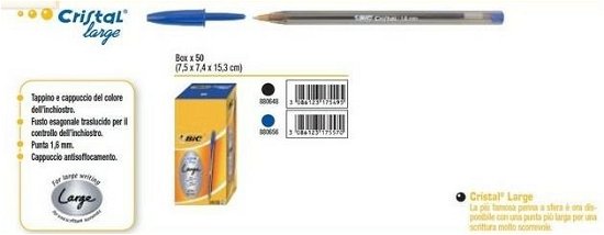 Bic - Bic Cristal Ball Pen Large 0.6mm Blue Pk50 - Bic - Spel - Bic - 3086123175570 - 