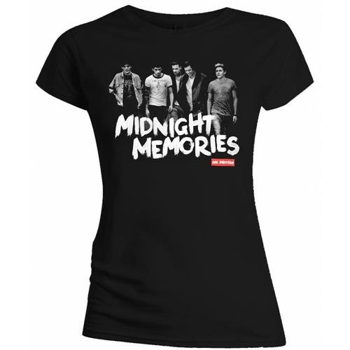 One Direction Ladies T-Shirt: Midnight Memories B&W - One Direction - Produtos - Global - Apparel - 5055295373570 - 