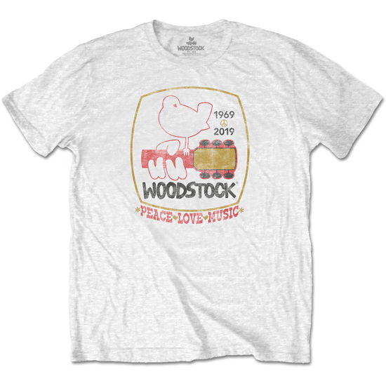 Woodstock · Woodstock Unisex T-Shirt: Peace Love Music (T-shirt) [size M] [White - Unisex edition]