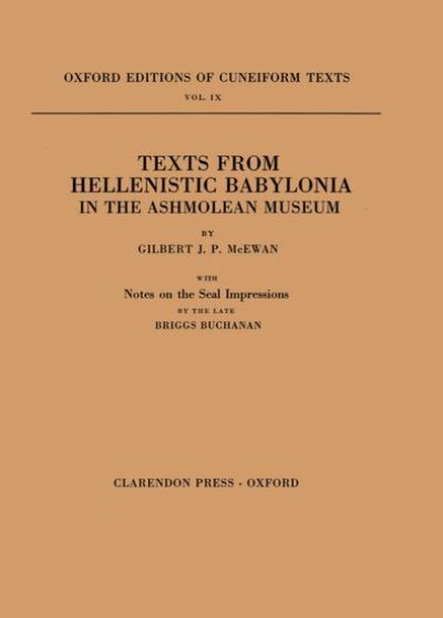 Cover for Mcewan · Texts from Hellenistic Babylonia in the Ashmolean Museum - Oxford Editions of Cuneiform Texts (Paperback Book) (1982)