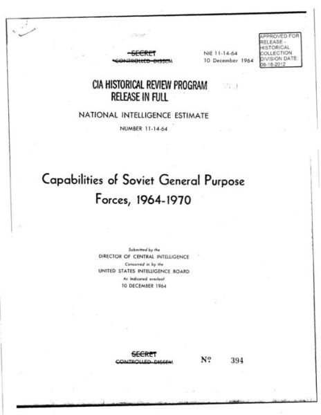 Cover for Central Intelligence Agency (Us) · Capabilities of Soviet General Purpose Forces, 1964-1970 (Paperback Book) (2017)