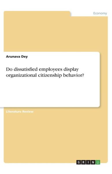 Cover for Dey · Do dissatisfied employees display o (Book)