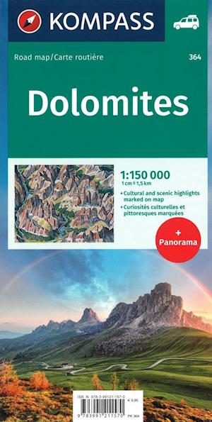 Cover for Mair-Dumont / Kompass · Kompass Road Map: Dolomiten + Panorama (Gebundenes Buch) (2021)