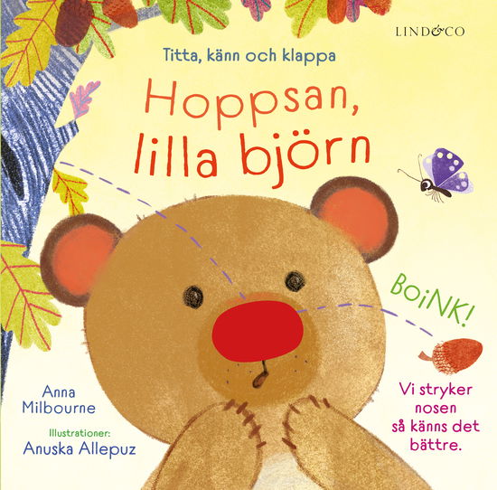 Cover for Anna Milbourne · Hoppsan, lilla björn : Titta, känn och klappa (Tavlebog) (2024)