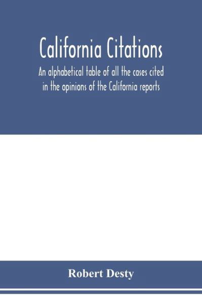 Cover for Robert Desty · California citations (Taschenbuch) (2020)