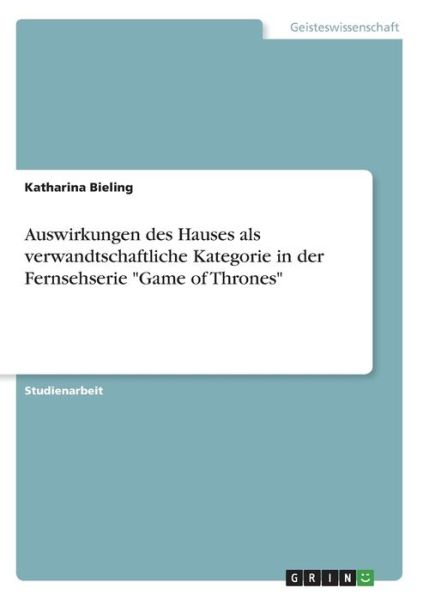 Cover for Bieling · Auswirkungen des Hauses als ver (Book)