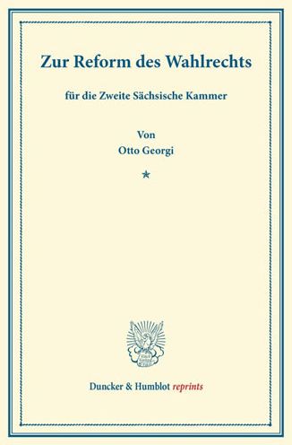 Cover for Georgi · Zur Reform des Wahlrechts (Book) (2013)