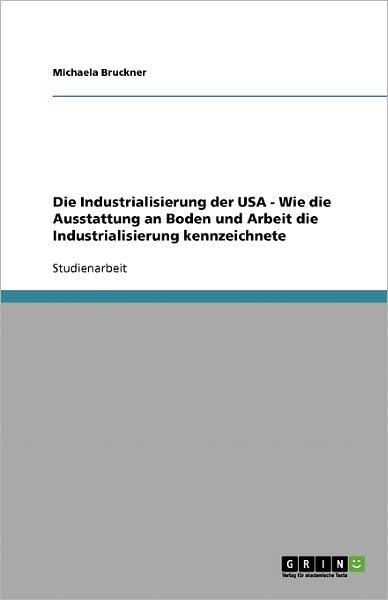 Die Industrialisierung der USA - Bruckner - Kirjat - GRIN Verlag - 9783638803571 - keskiviikko 12. syyskuuta 2007