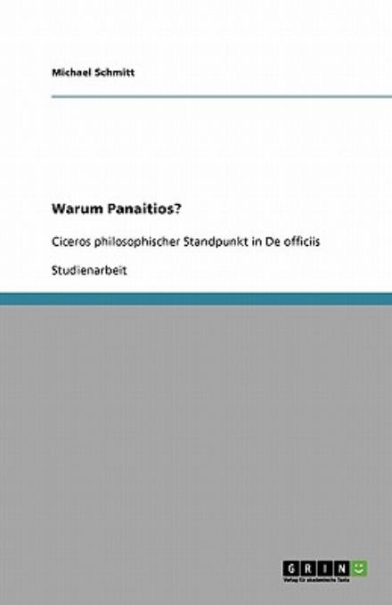 Cover for Schmitt · Warum Panaitios? (Book) [German edition] (2009)