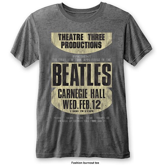 The Beatles Unisex T-Shirt: Carnegie Hall Burnout - The Beatles - Merchandise - Apple Corps - Apparel - 5055979981572 - 
