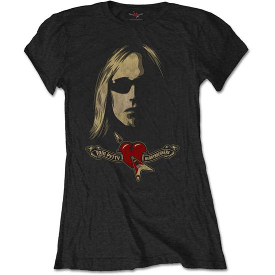 Tom Petty & The Heartbreakers Ladies T-Shirt: Shades & Logo (Black) (Soft Hand Inks) - Tom Petty & The Heartbreakers - Merchandise -  - 5056170640572 - July 19, 2018