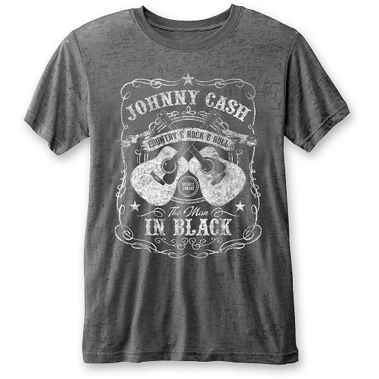Johnny Cash Unisex T-Shirt: The Man in Black (Burnout) - Johnny Cash - Fanituote -  - 5056368609572 - 