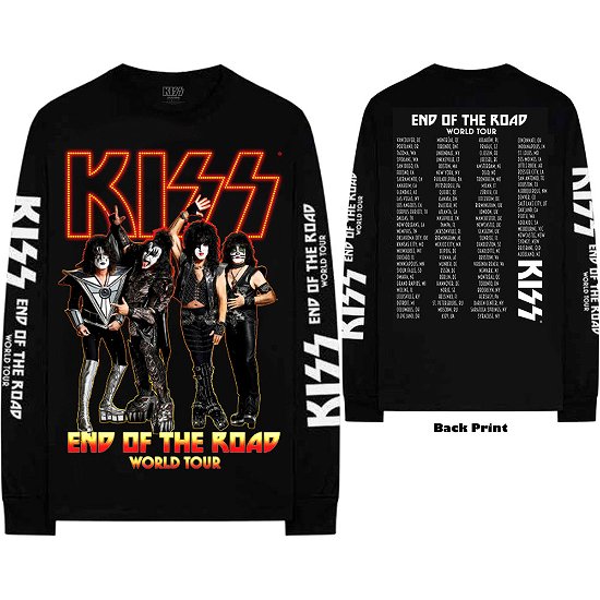Cover for Kiss · KISS Unisex Long Sleeve T-Shirt: End Of The Road Tour (Ex-Tour with Back &amp; Sleeve Print) (TØJ) [size S] [Black - Unisex edition]