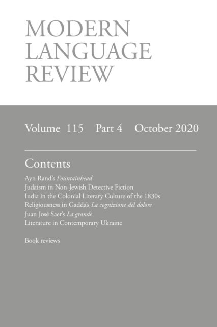 Modern Language Review (115 - Derek F Connon - Books - Modern Humanities Research Association - 9781781889572 - October 1, 2020