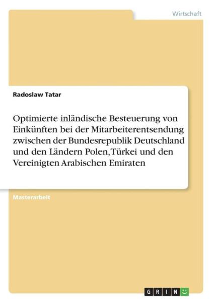 Cover for Tatar · Optimierte inländische Besteuerun (Book)