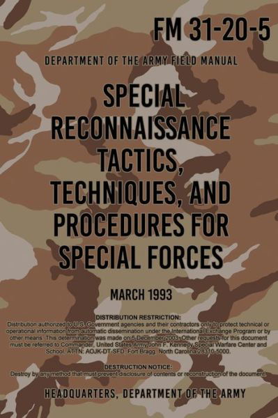 Cover for Headquarters Department of the Army · FM 31-20-5 Special Reconnaissance Tactics, Techniques and Procedures for Special Forces (Paperback Book) (2021)