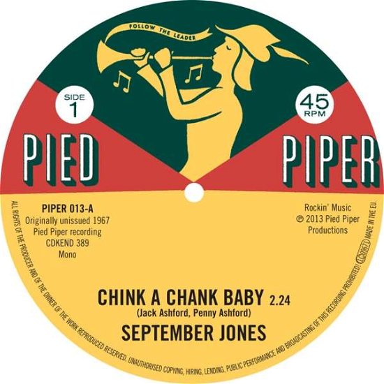 Chink A Chank Baby / Thats What Love Is - September Jones / the Pied Piper Players - Música - PIED PIPER - 0029667023573 - 9 de agosto de 2019