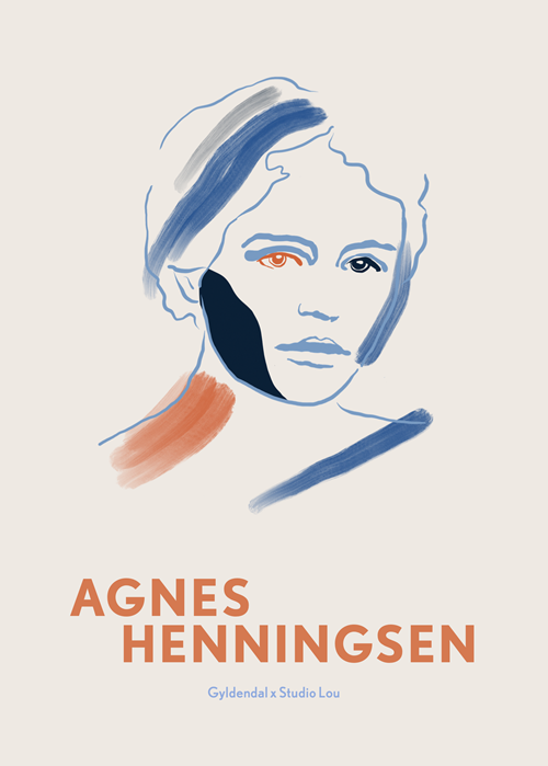 Cover for Agnes Henningsen · Plakat, Agnes Henningsen-portræt (blå) (Poster) [1. Painos] (2018)