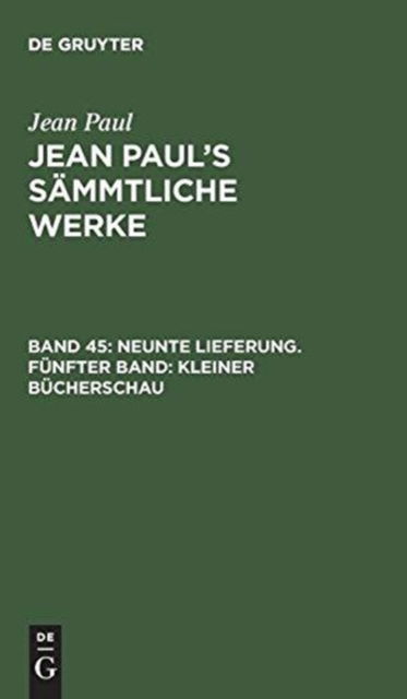 Cover for Jean Paul · Neunte Lieferung (Book) (1901)