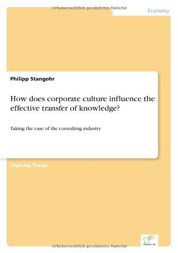 Cover for Philipp Stangohr · How Does Corporate Culture Influence the Effective Transfer of Knowledge?: Taking the Case of the Consulting Industry (Pocketbok) (2000)
