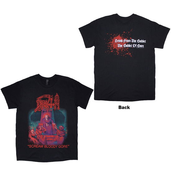 Cover for Death · Death Unisex T-Shirt: Scream Bloody Gore (Black) (Back Print) (T-shirt) [size S] (2025)