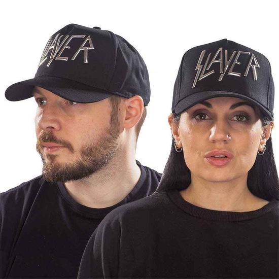 Slayer Unisex Baseball Cap: Logo (Sonic Silver) - Slayer - Produtos - ROCK OFF - 5056170662574 - 