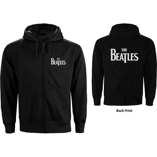 The Beatles Ladies Zipped Hoodie: Drop T Logo (Back Print) - The Beatles - Merchandise -  - 5056368605574 - 