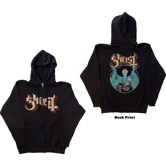 Ghost Unisex Zipped Hoodie: Opus (Back Print) - Ghost - Merchandise -  - 5056368618574 - 