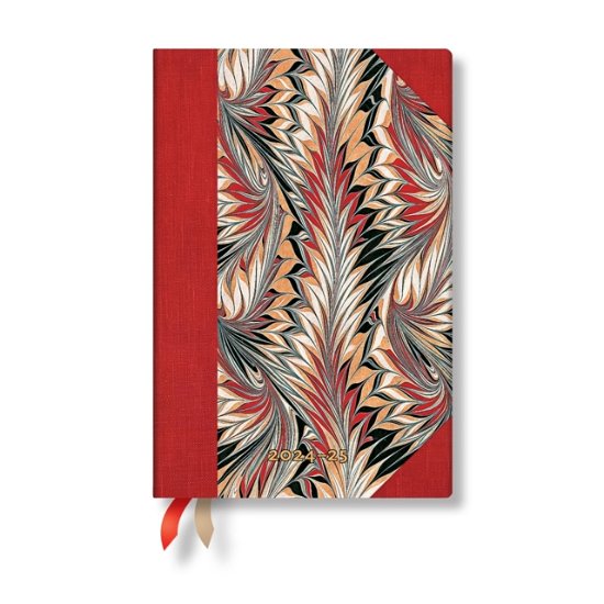 Rubedo (Cockerell Marbled Paper) Mini 12-month Verso Hardback Dayplanner 2025 (Elastic Band Closure) - Cockerell Marbled Paper - Paperblanks - Books - Little, Brown Book Group - 9781408757574 - July 16, 2024